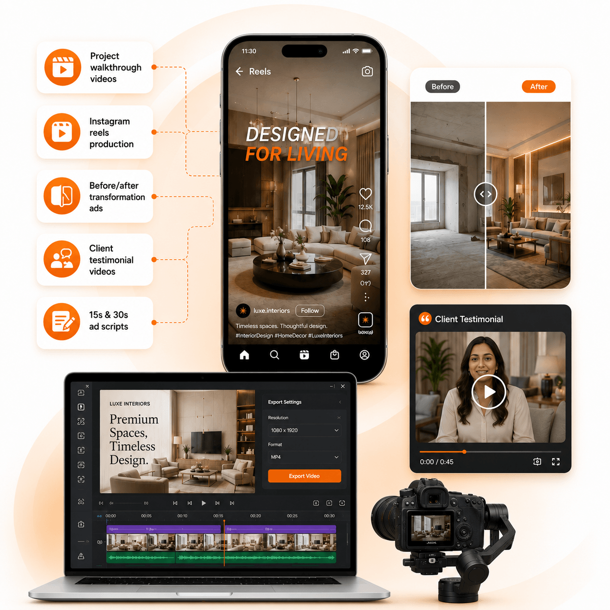 Video ads and reels service mockup