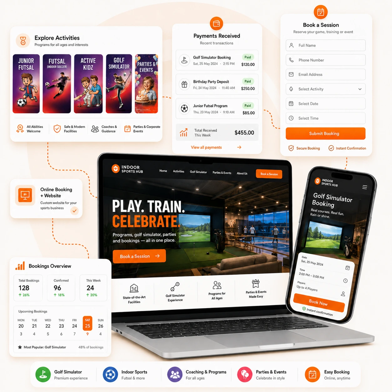 Indoor sports venue booking focused website